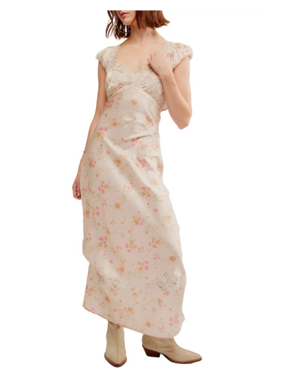 Free People Butterfly Babe Cutout Cream Maxi Dress - Picture 1 of 8
